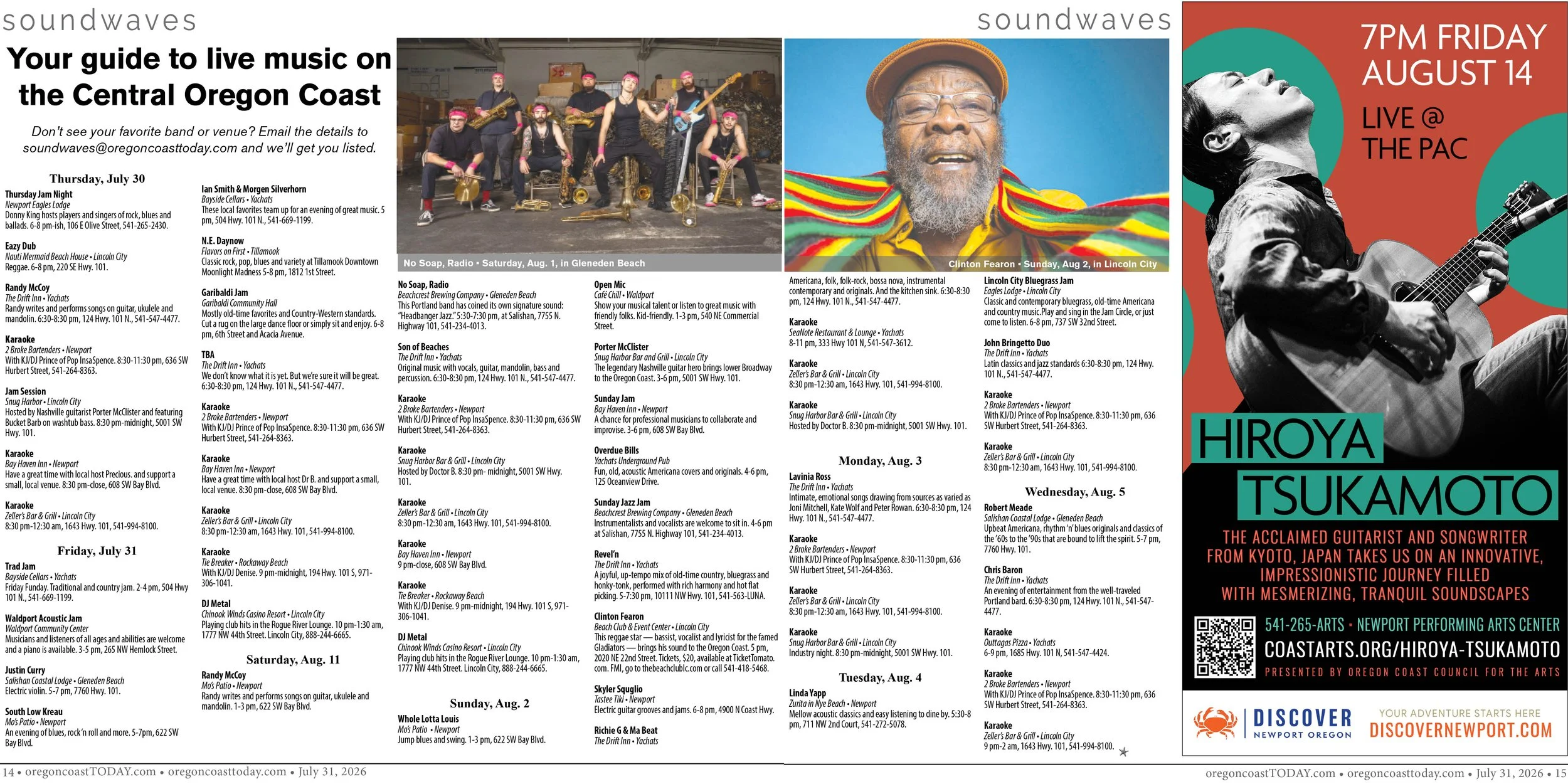 Live Music, July 31-Aug. 5 