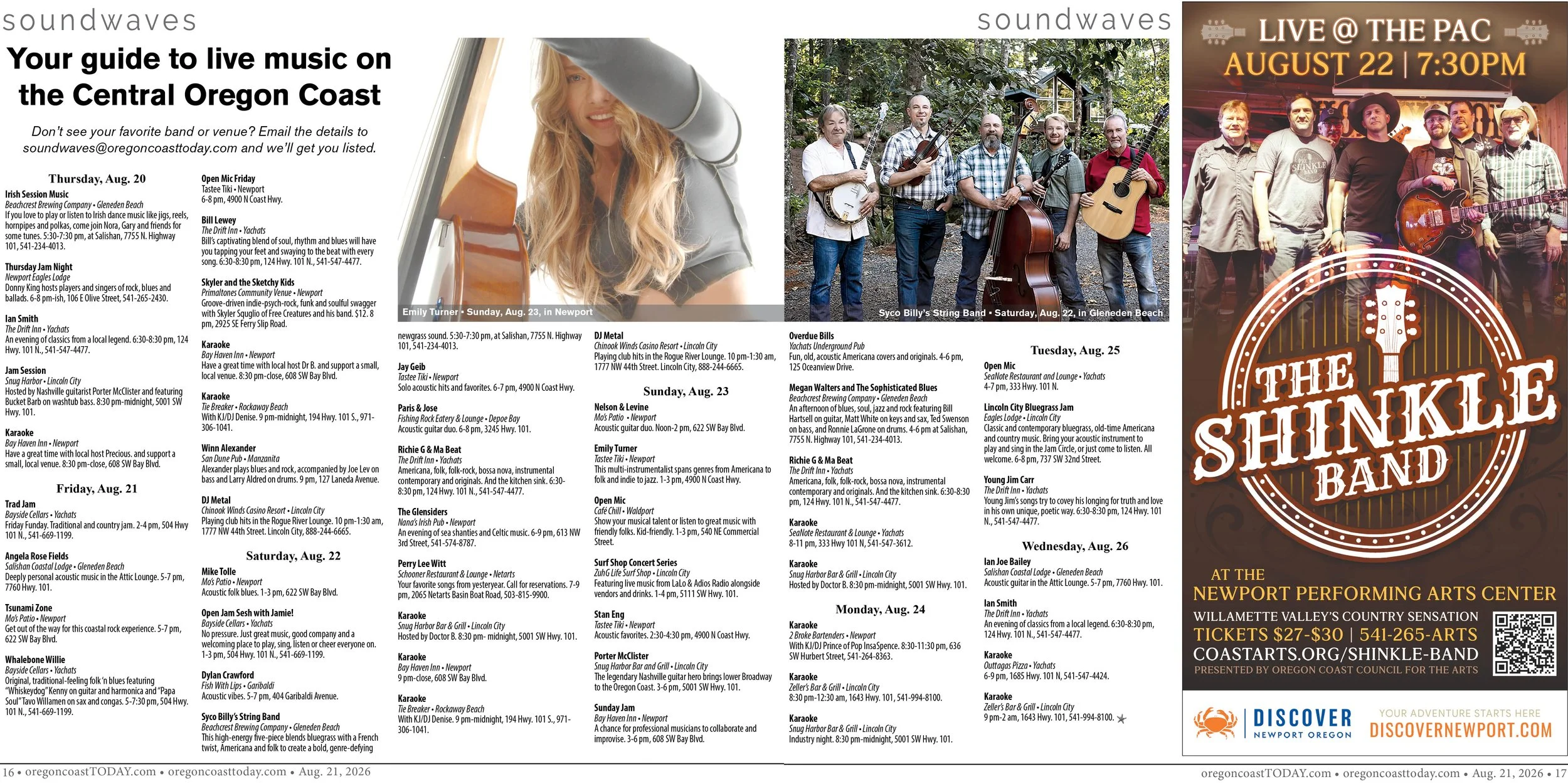 Live Music, Aug. 20-26