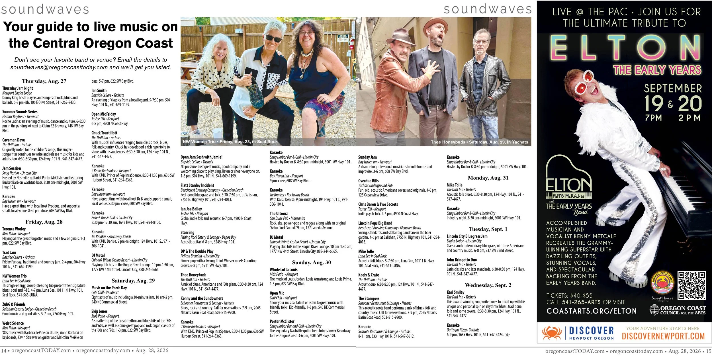 Live Music, Aug. 27-Sept. 2