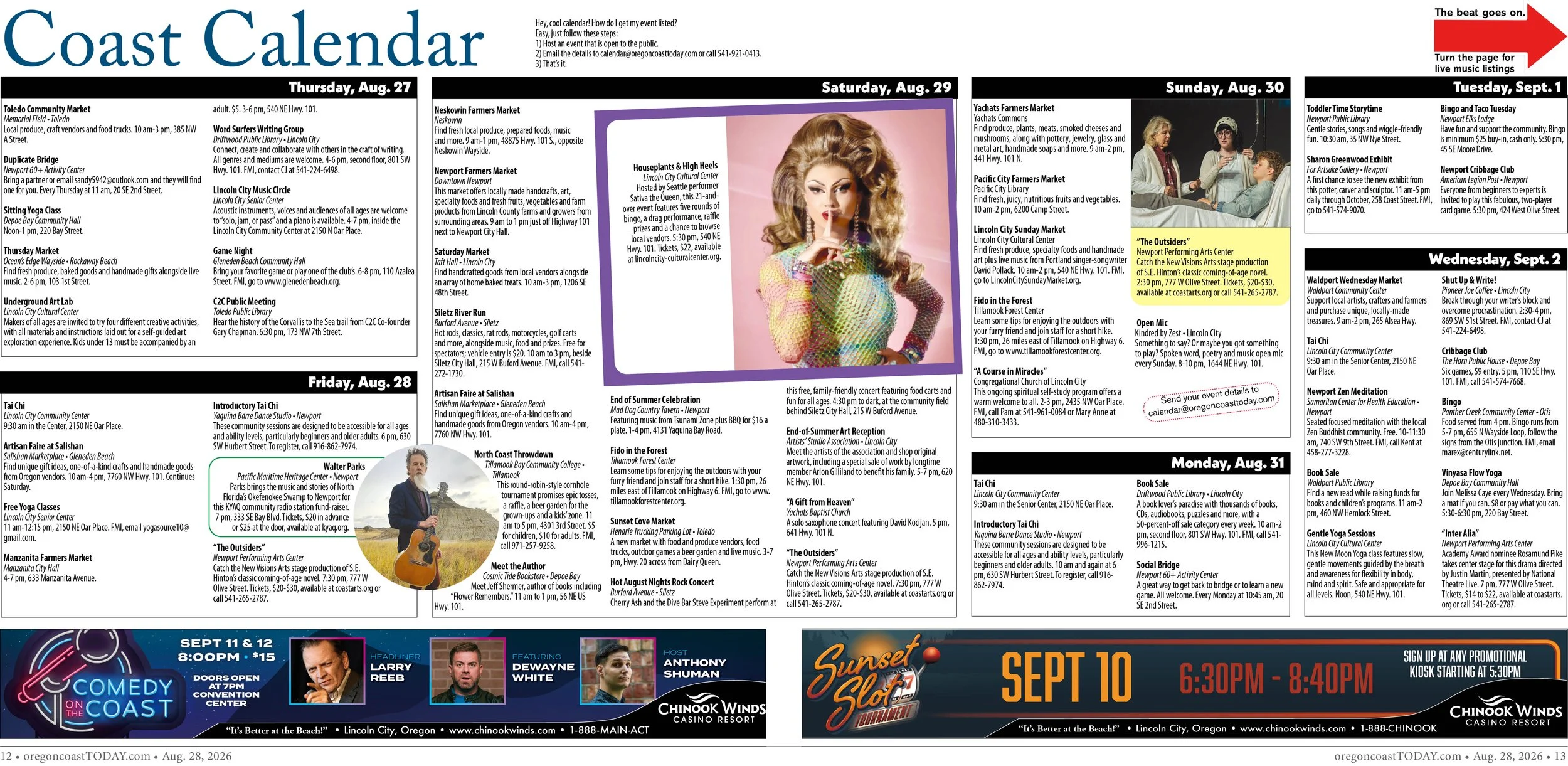 Coast Calendar, Aug. 27-Sept. 2