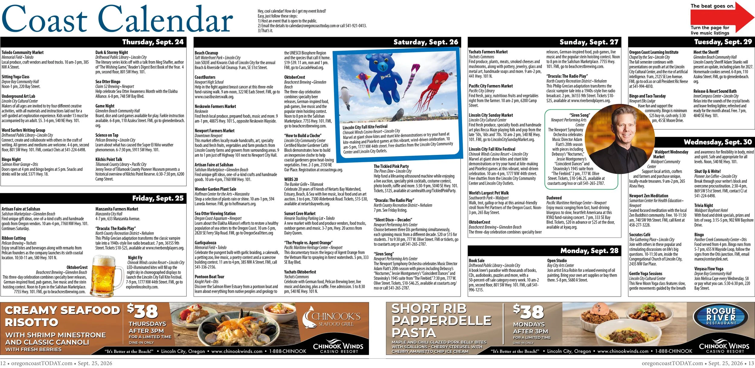 Coast Calendar: Sept. 24-30