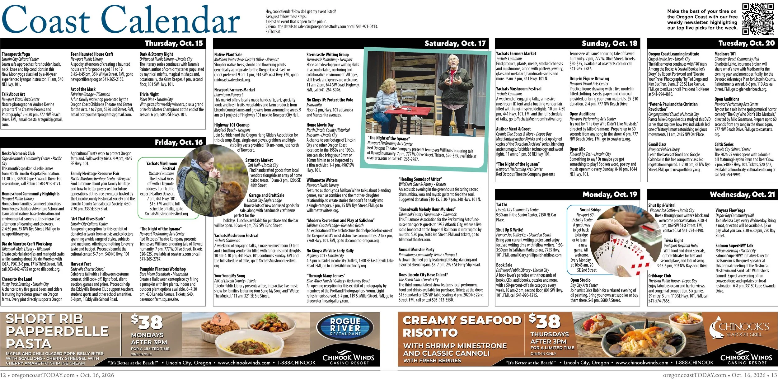 Coast Calendar, Oct. 15-21 