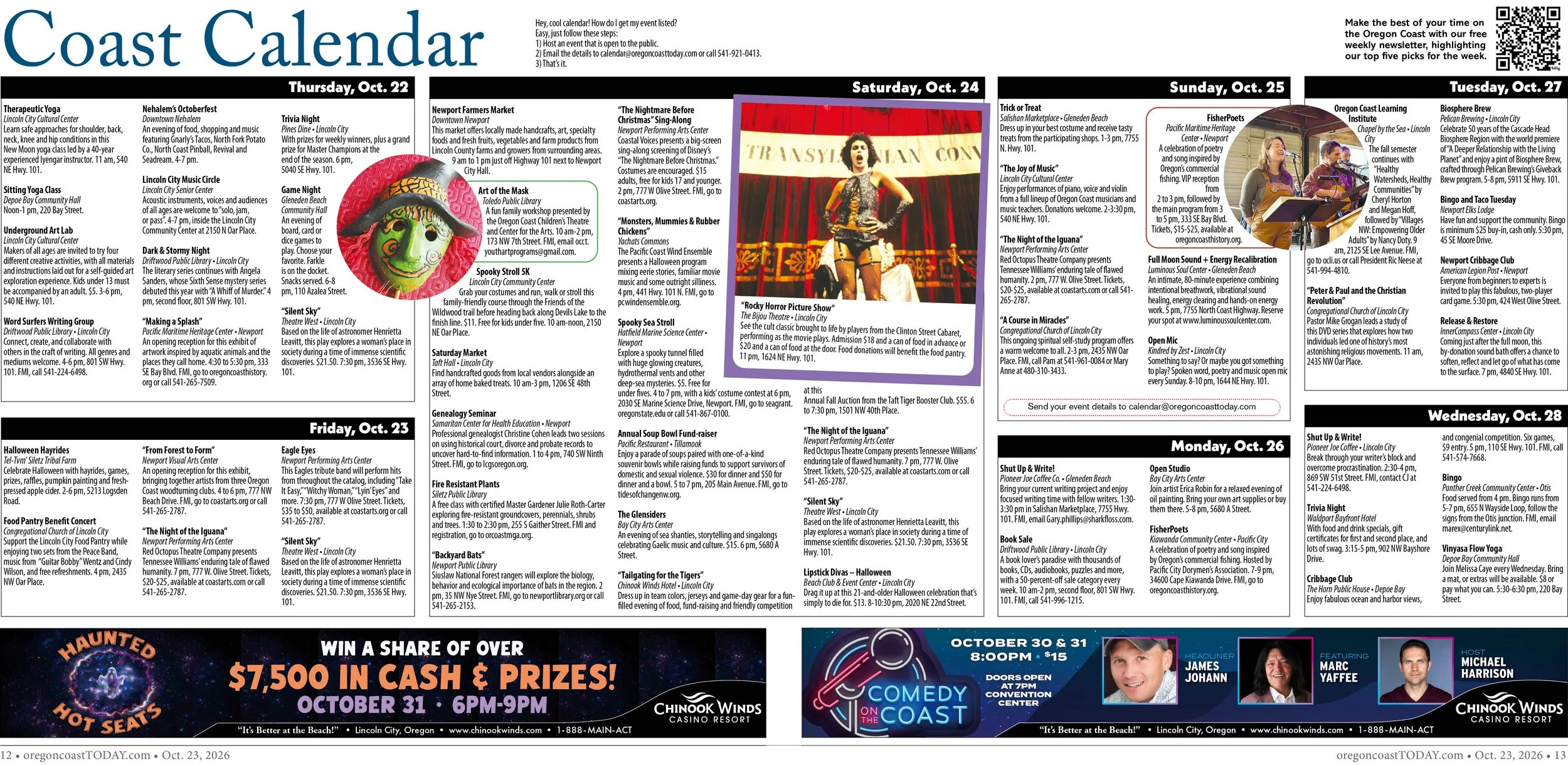 Coast Calendar, Oct. 22-28 