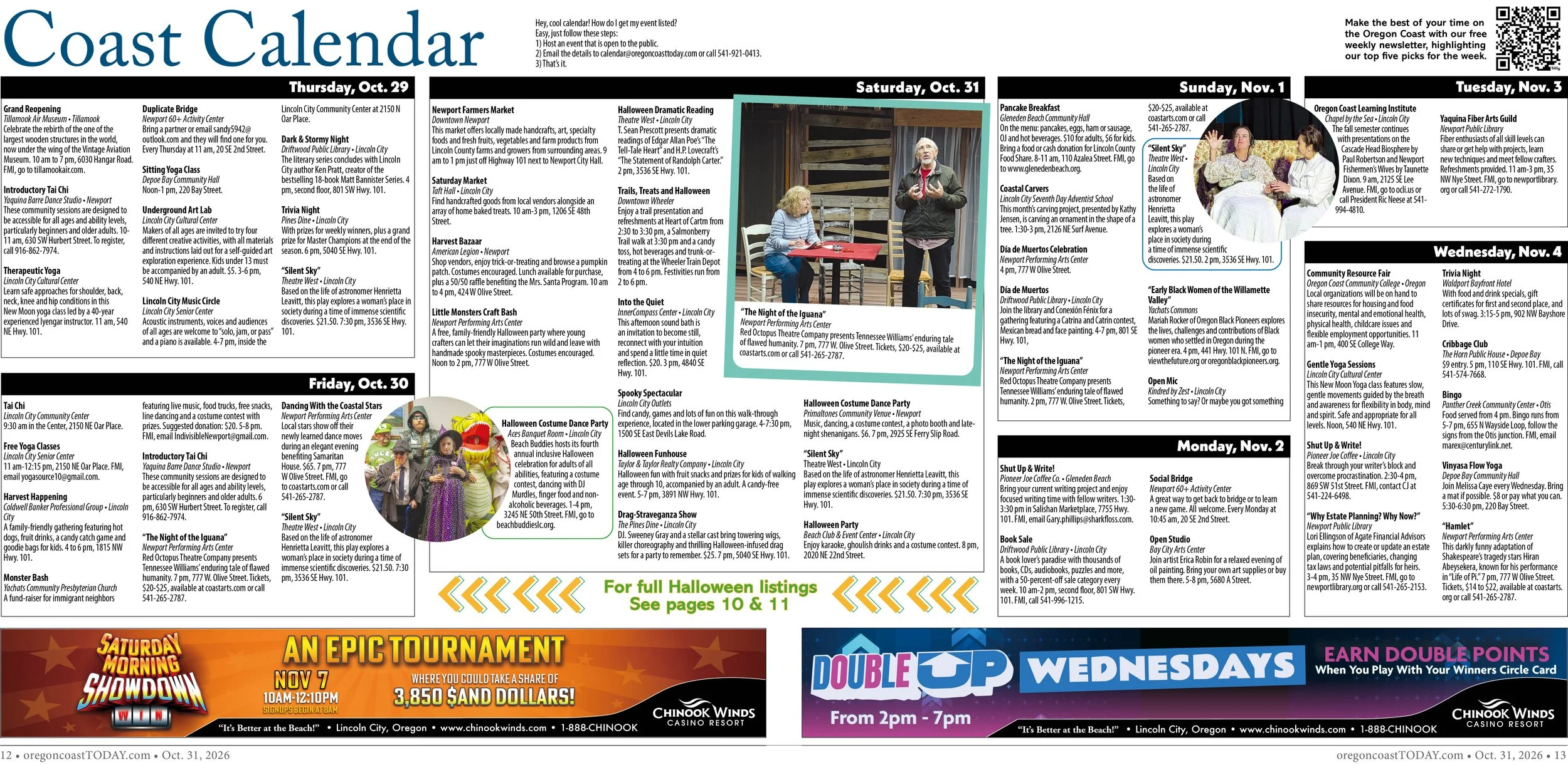 Coast Calendar, Oct. 29-Nov. 4 