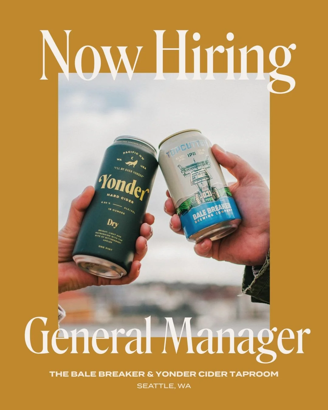 Now Hiring: BBYC General Manager⁠
⁠
Yonder Cider &amp; Bale Breaker Brewing are on the lookout for a Taproom General Manager to join our Ballard crew. 🍻⁠
⁠
With over 30 taps pouring beer and cider, a giant backyard full of firepits and food trucks, 