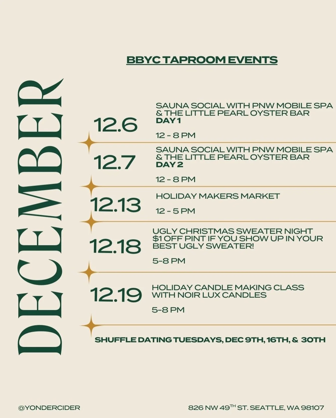 We can&rsquo;t believe it&rsquo;s already December&hellip; but here we are, fully leaning into the cozy chaos. From sauna socials to markets, candles, and ugly sweaters, the BBYC taproom is stacked with fun holiday vibes all month long. ✨❄️⁠
⁠

⁠
⁠
⁠