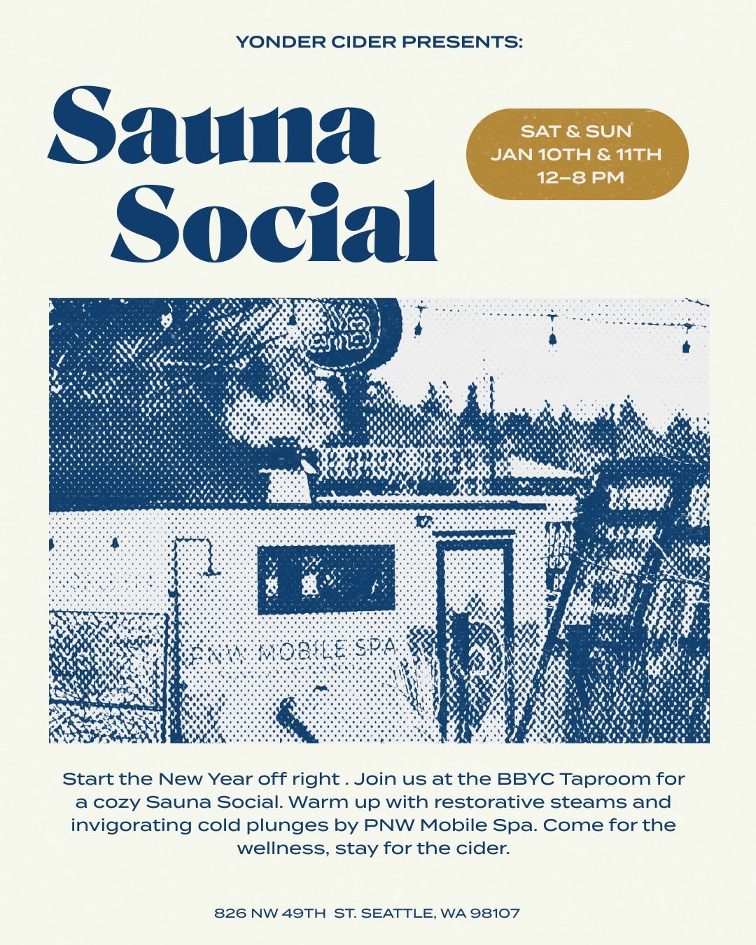 Cold plunges. Hot saunas. Crisp cider.⁠
⁠
Join us at the BBYC Taproom on January 10&ndash;11 (12&ndash;8 PM) for a winter reset with @pnwmobilespa. Expect wood-fired sauna sessions, cold plunges, and all the cozy extras - lockers, robes, and towels i