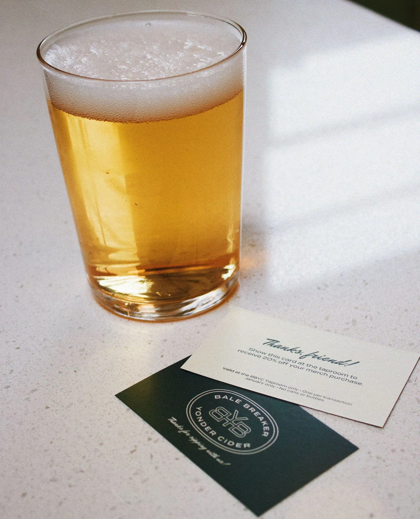 Drink up. Gear up. 🍻⁠
⁠
Spend $20 at the bar this month  and your bartender will hook you up with one of our 20% off merch cards. Good on @balebreakerballard &amp; @yondercider merch at the BBYC taproom for the month of January. Cheers to good drink