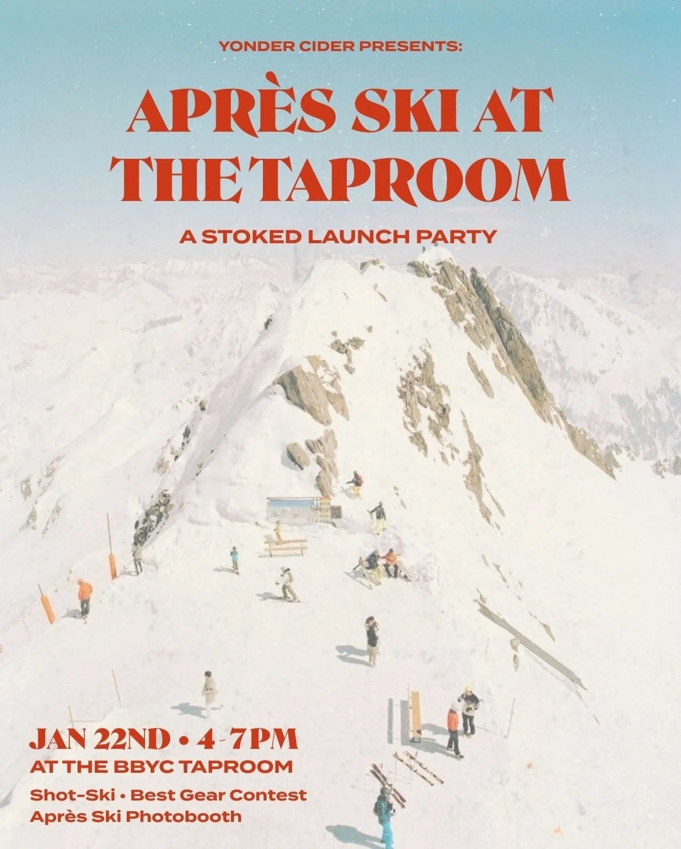Apr&egrave;s season is officially here - and Stoked is back ❄️🔥⁠
⁠
We&rsquo;re throwing an Apr&egrave;s Ski Launch Party at the BBYC Taproom on Thursday, January 22nd from 4-7pm to celebrate the return of our limited-release winter cider, Stoked, an