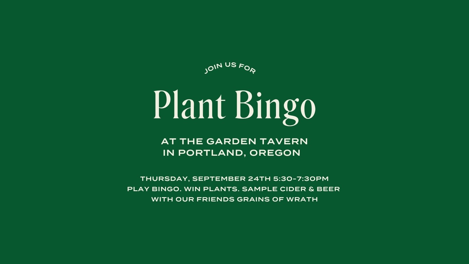 Plant Bingo @ The Garden Tavern