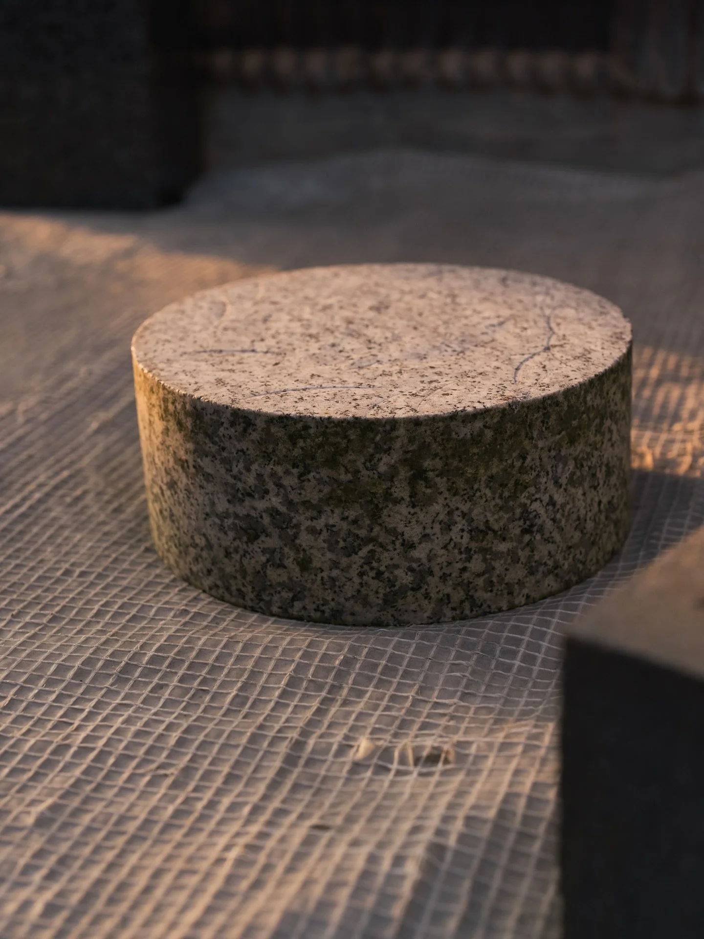 The uncut stone, destined to be an Ishi Usu stone mill, for milling Tencha into Matcha. 

The majority of Matcha, especially that used for Lattes is not stone milled, but rather ball milled.

Stone milling adds costs in exchange for more finely groun