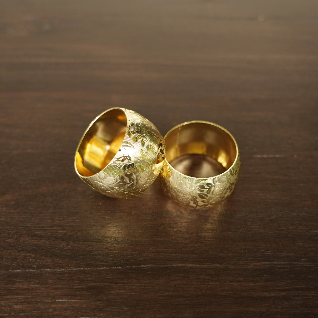 Gold Floral Engraved Napkin Ring