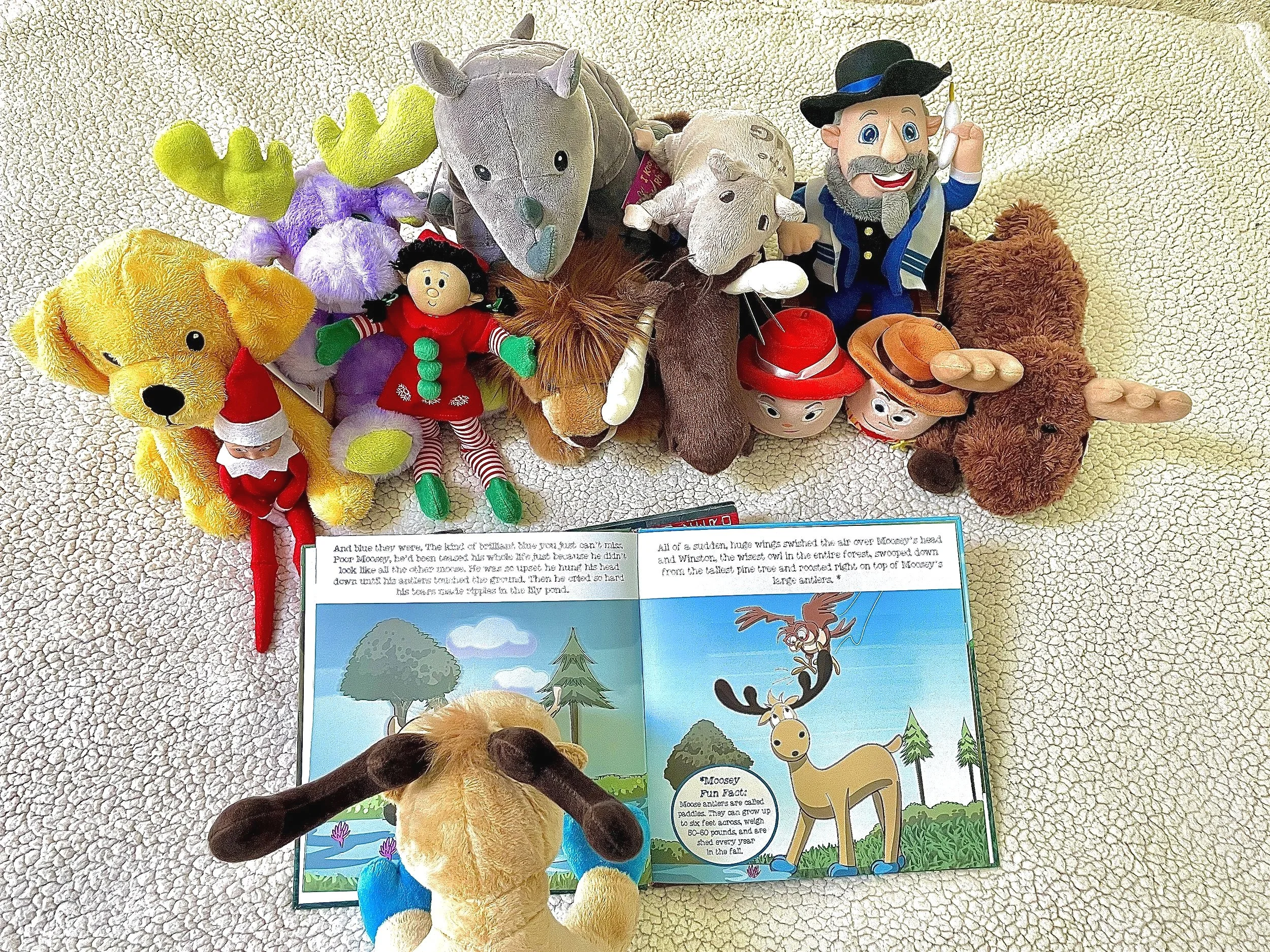 Moosey loves to gather all his friends together and read to them
