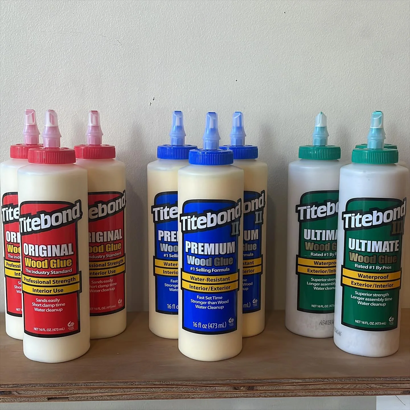 Look what we&rsquo;ve got! 0.5 and 1 litre sizes of each variety of the industry standard wood glue, Titebond. In stock now at City Timber.