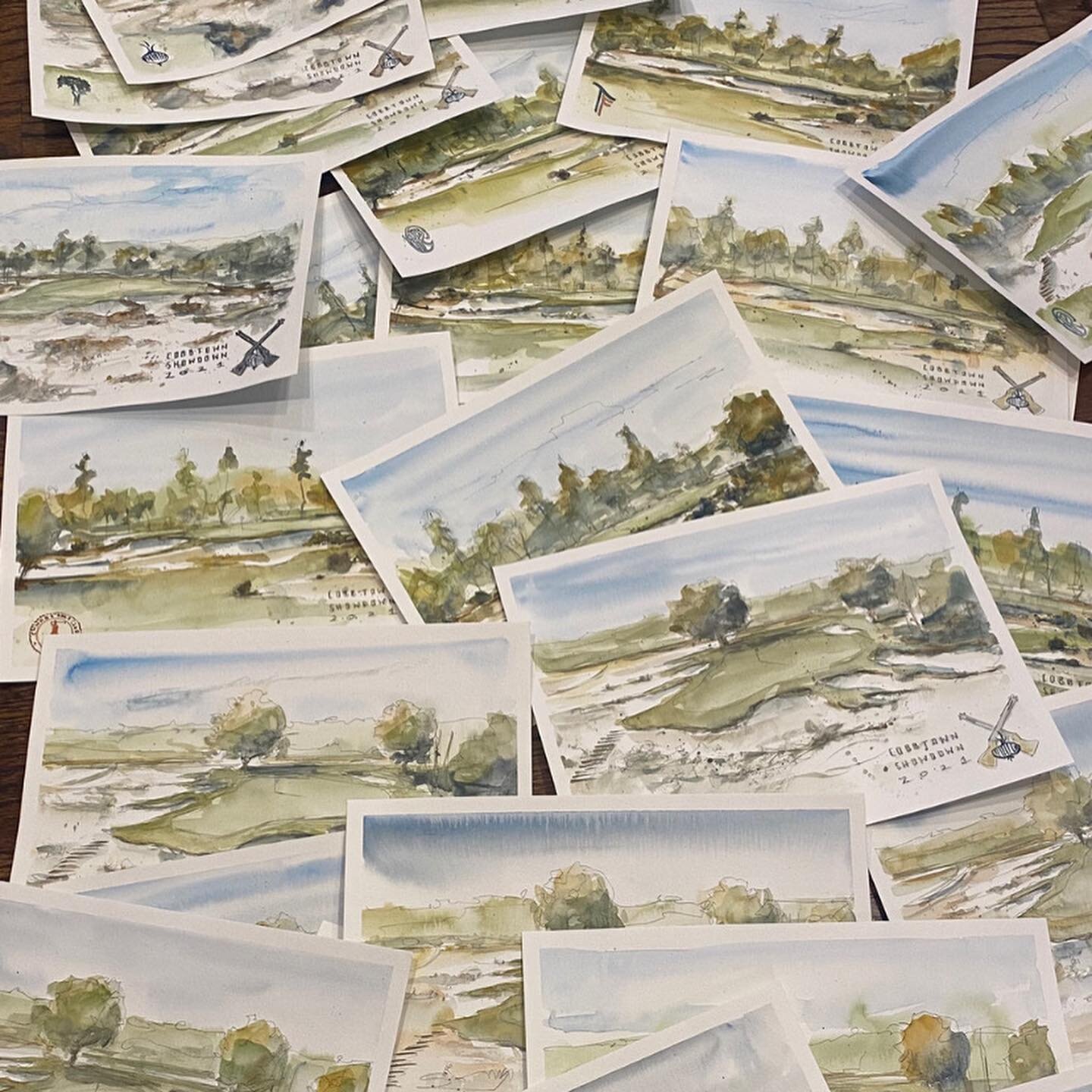 Was honored to be asked to paint 48 original pieces for the Ohoopee Pro-Member last weekend. Tackled No.s : 5, 16, 17, 18 - each painted 12 times. 
.
#golf #golfart #ohoopeematchclub #watercolor #
