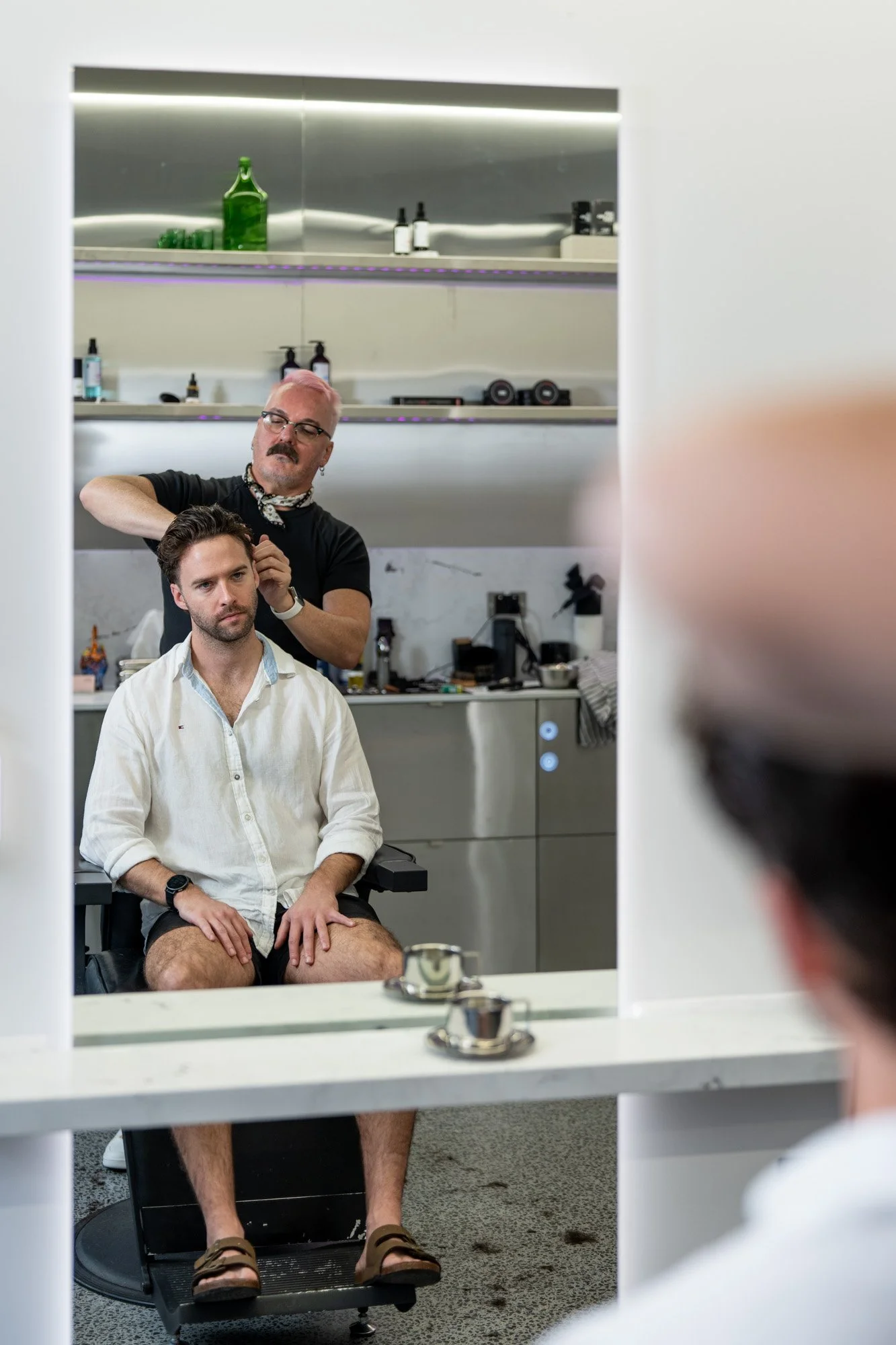Dieter Slicke's client Jackson McKim getting an iconic flow mullet cut