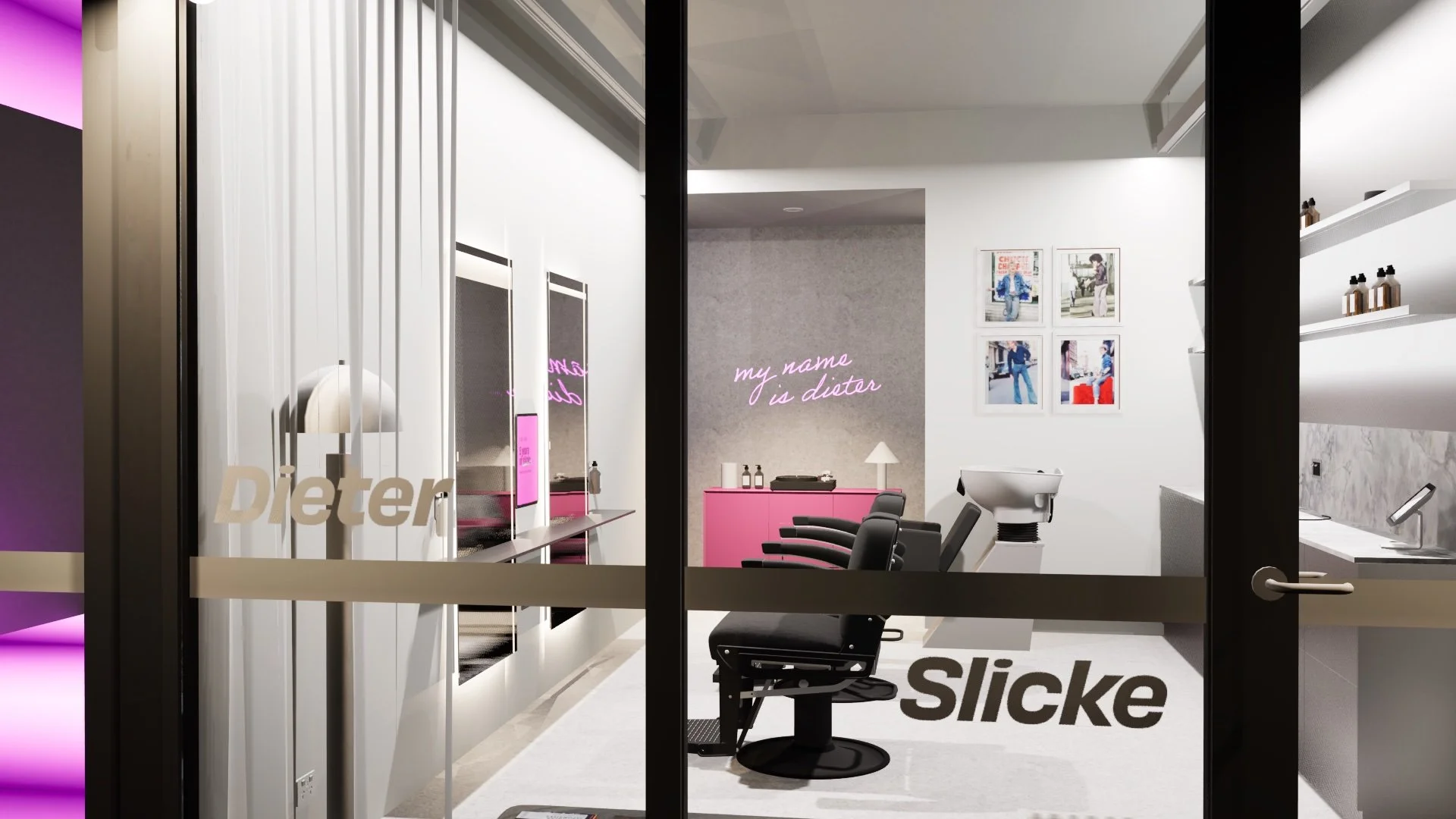 Render of design for Dieter Slicke Barber's fitout