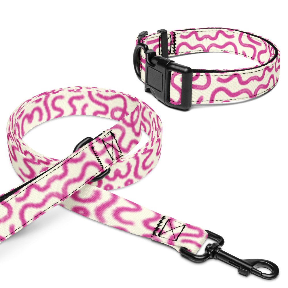 Slicke Doodle Dog Lead + Collar Set in Bubblegum Closed