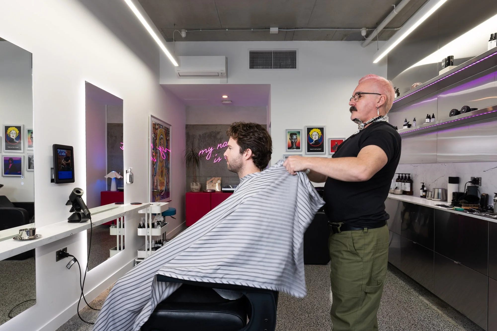 Man getting a barber mullet flow haircut in Brisbane