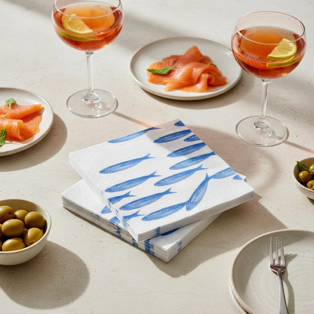 A school of sardines for your next soir&eacute;e 🐟

Fran&ccedil;oise Paviot cocktail napkins &mdash; a playful touch for the table, whatever the occasion.

#sardines #napkins #setthetable #tablesetting #entertaining #seafoodstyle #sardinelovers #pom