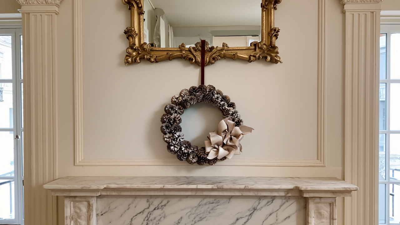Gen4 place this wreath in an ultra-realistic Parisian neo-classical apartment with cream wa 14223081.png
