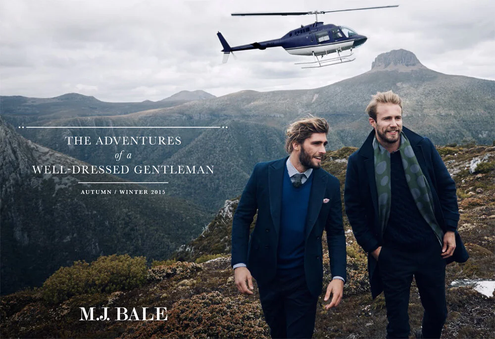 Alex Libby, adventure athlete and surfer, on location Shooting a branded campaign for Australian men’s outfitters M.J. Bale.