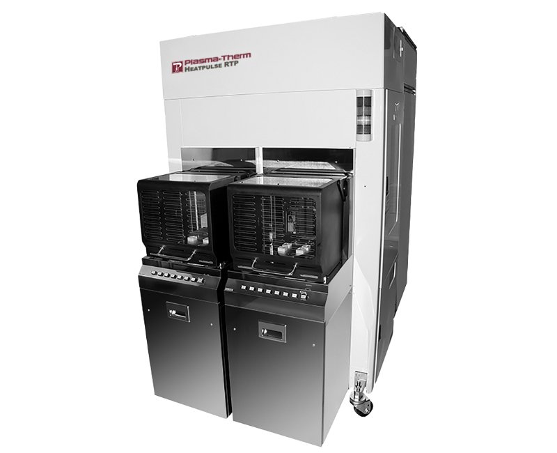 The Plasma-Therm Heatpulse Platform. It is a frontal photo of the system with the company name 'Plasma-Therm' and system name 'Heatpulse RTP' visible on the front