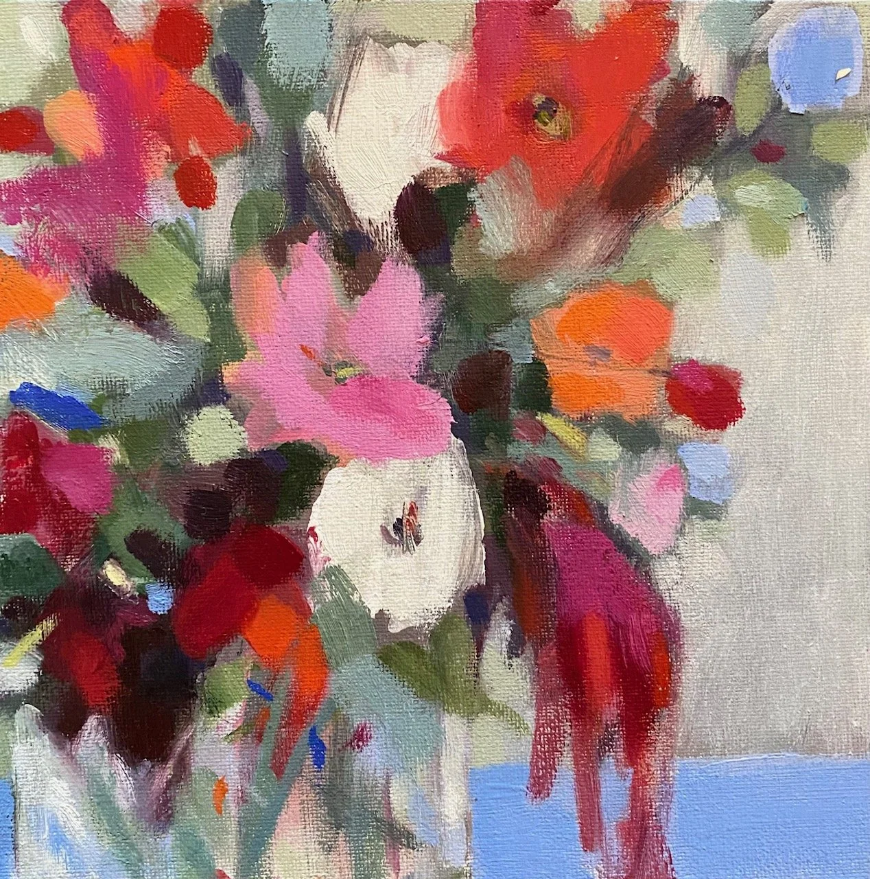Garden flowers.
20cm x 20cm 
The Velvet Easel Gallery, Edinburgh.
https://velveteasel.co.uk