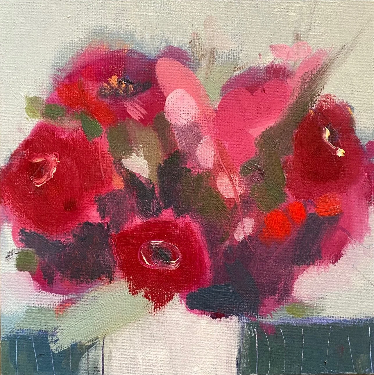 Red Flowers.
20cm x 20cm
The Velvet Easel Gallery, Edinburgh
https://velveteasel.co.uk