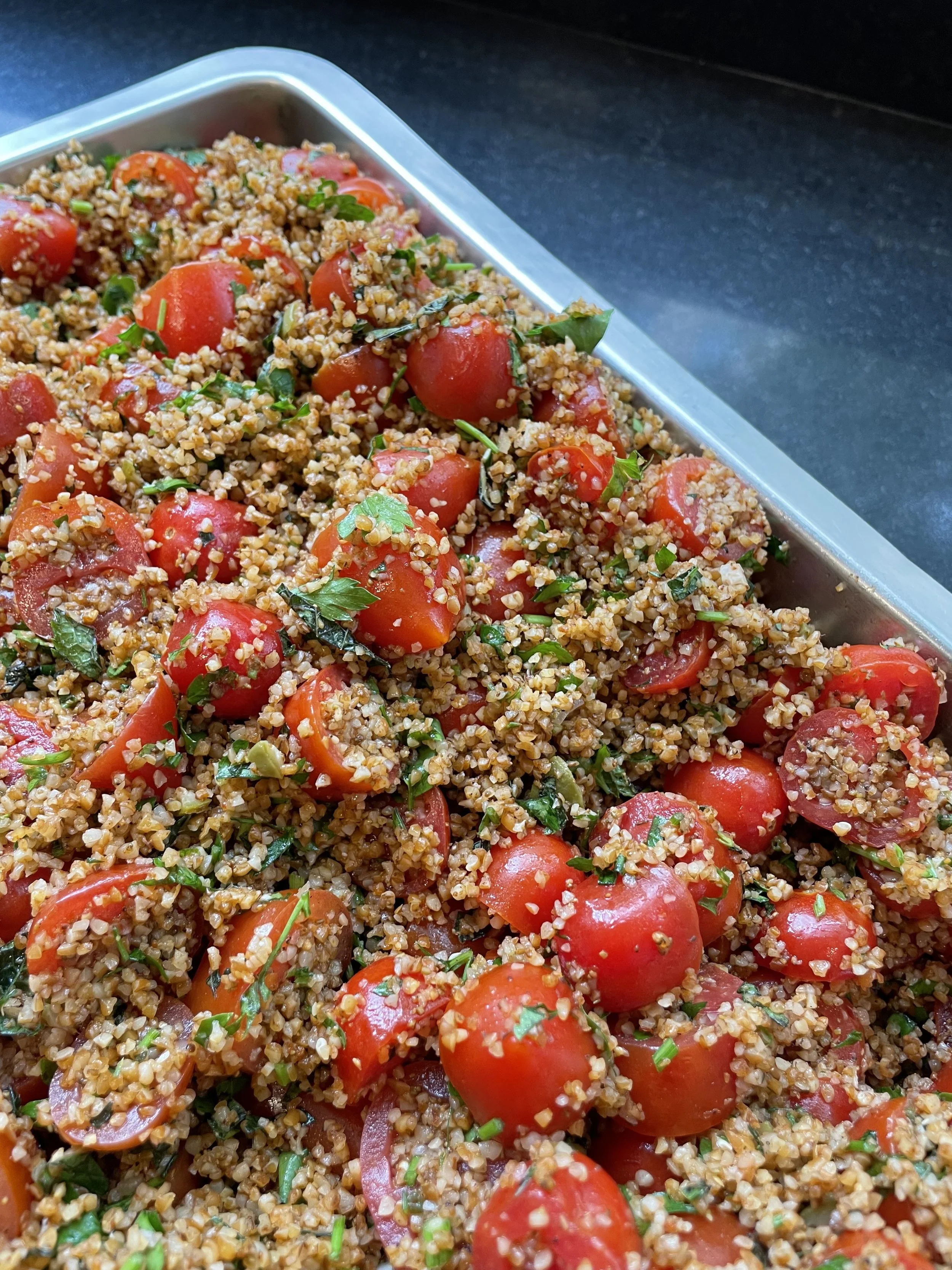 Taboulé aux épices tunisiennes, tomates datterino, menthe