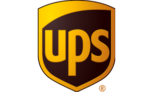 UPS logo with shield and yellow and brown colors