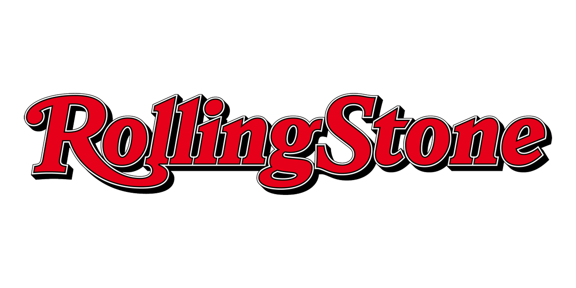 Red font spelling out RollingStone on a blank background.