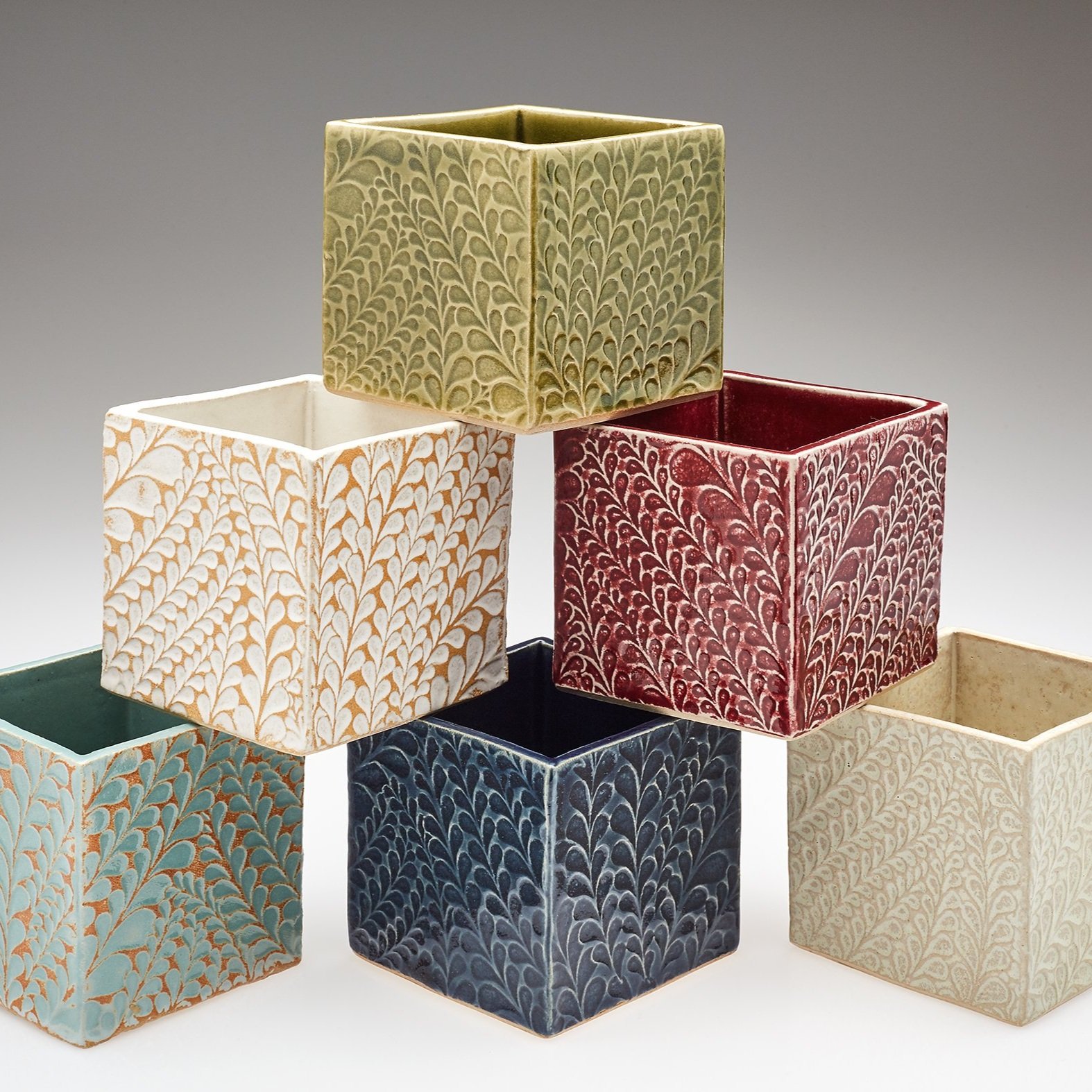 handmade ceramic box planter fern