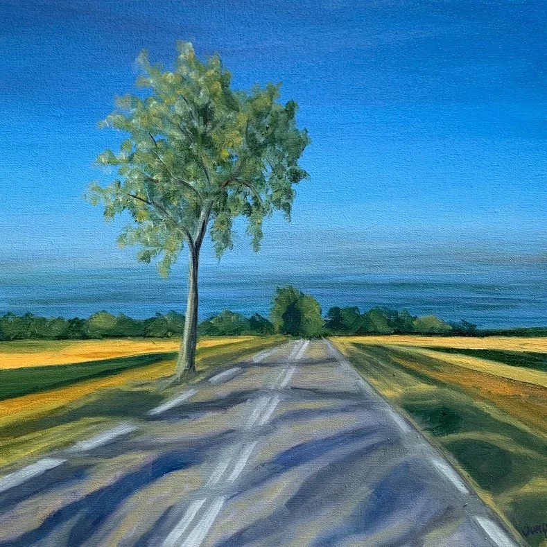 Jonquil Williamson Summer Road Reflections oil painting.jpg