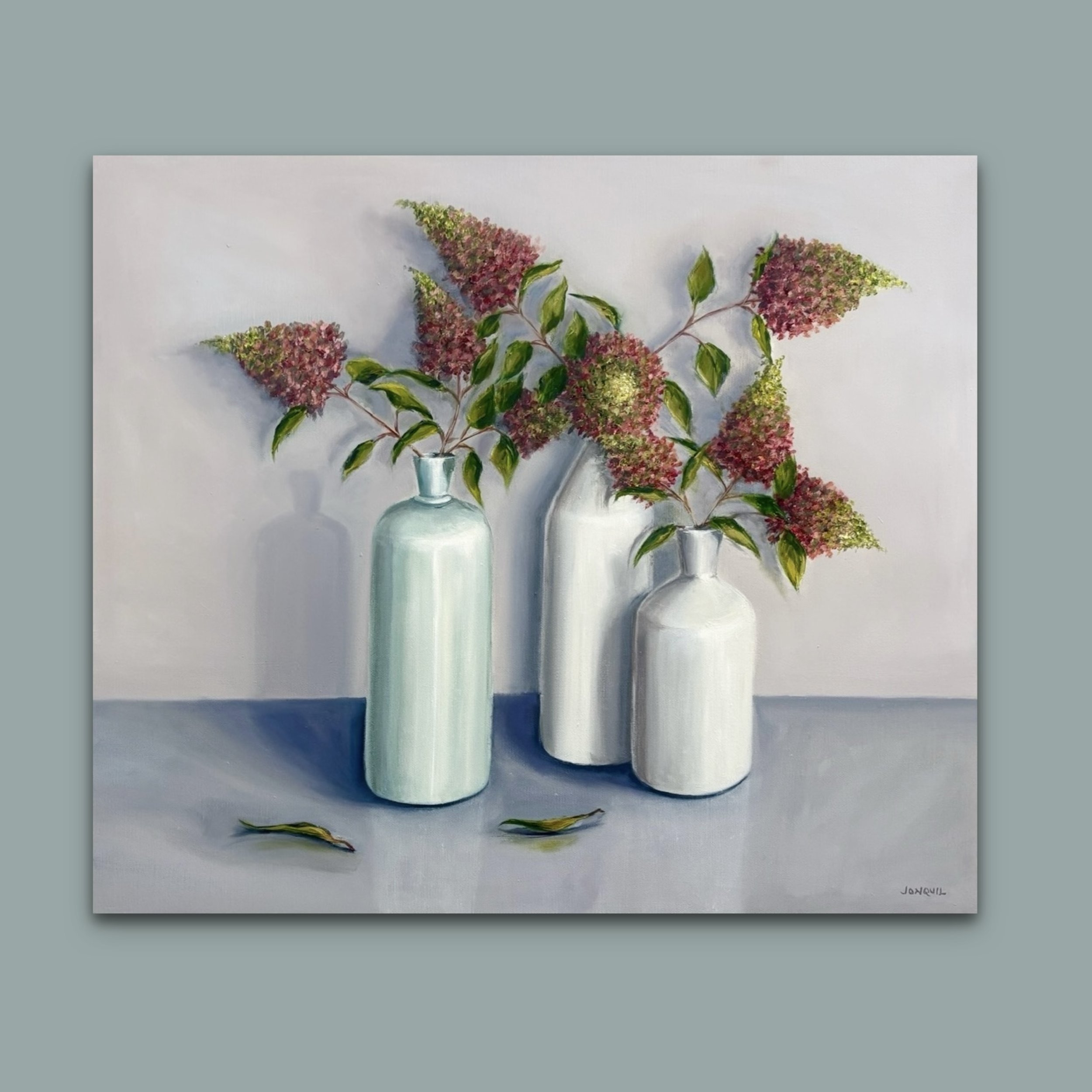 Tall pots with Hydrangea Paniculata