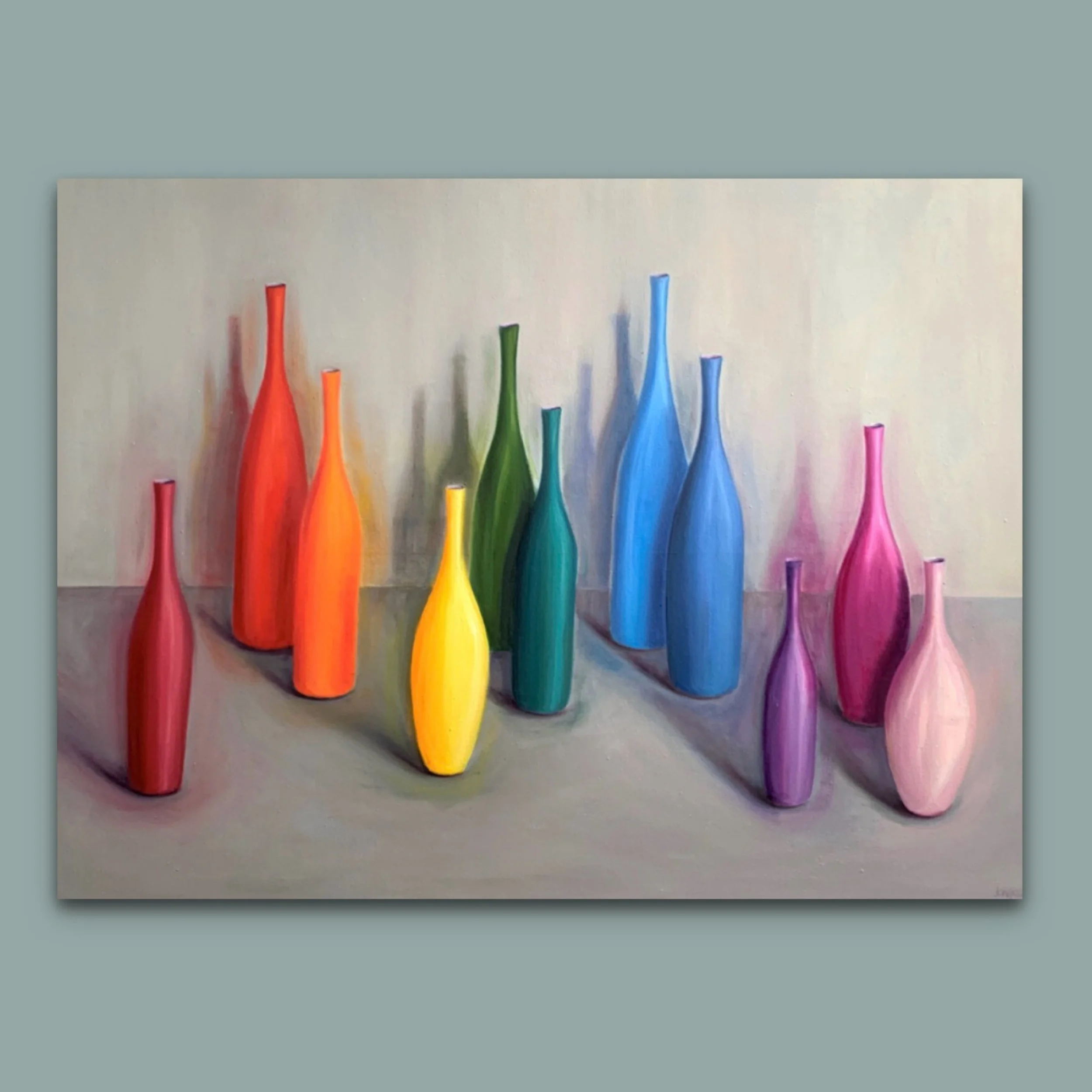 Rainbow Coloured Clustered Bottles