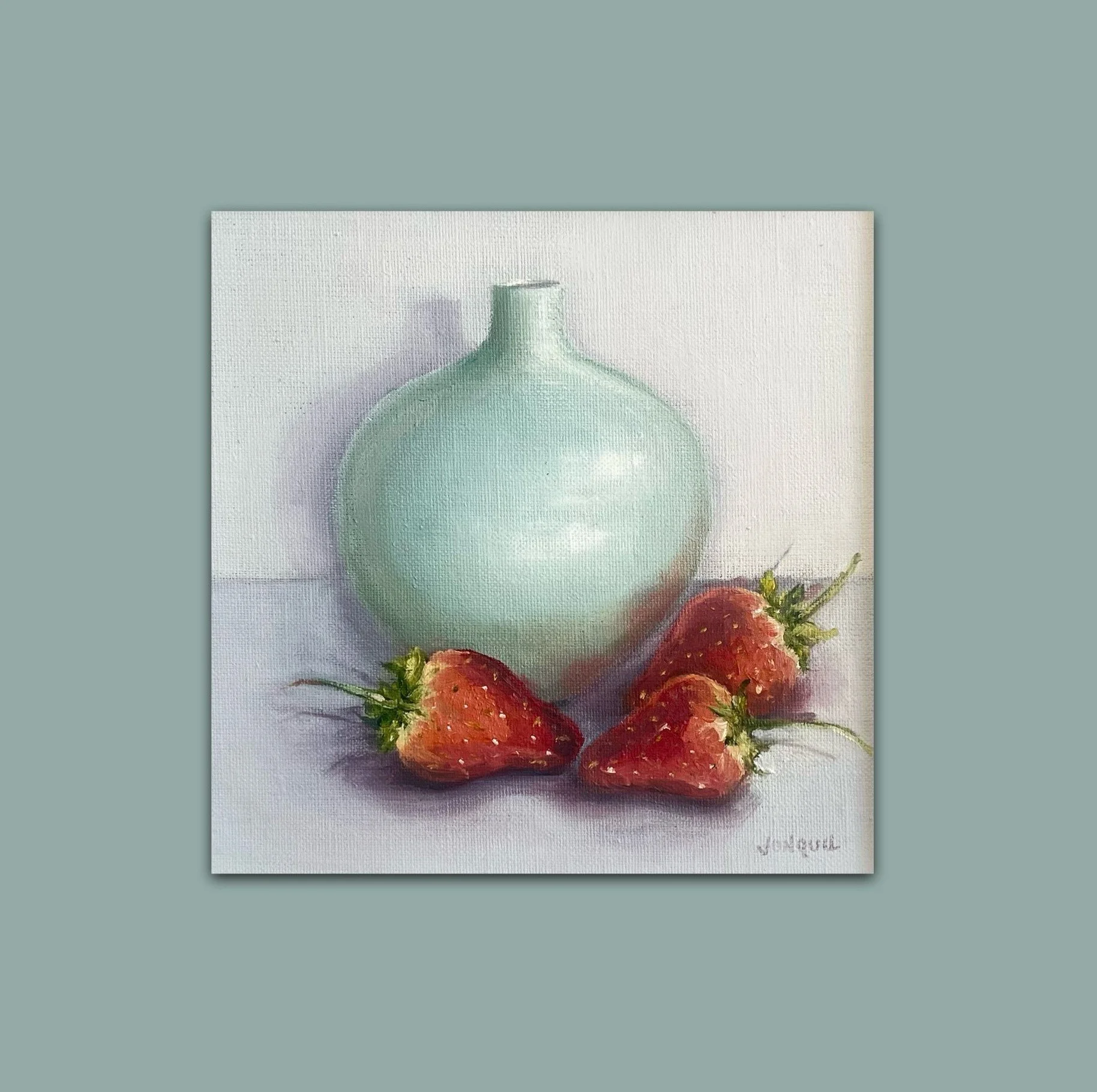 Strawberries with a Celadon Pot