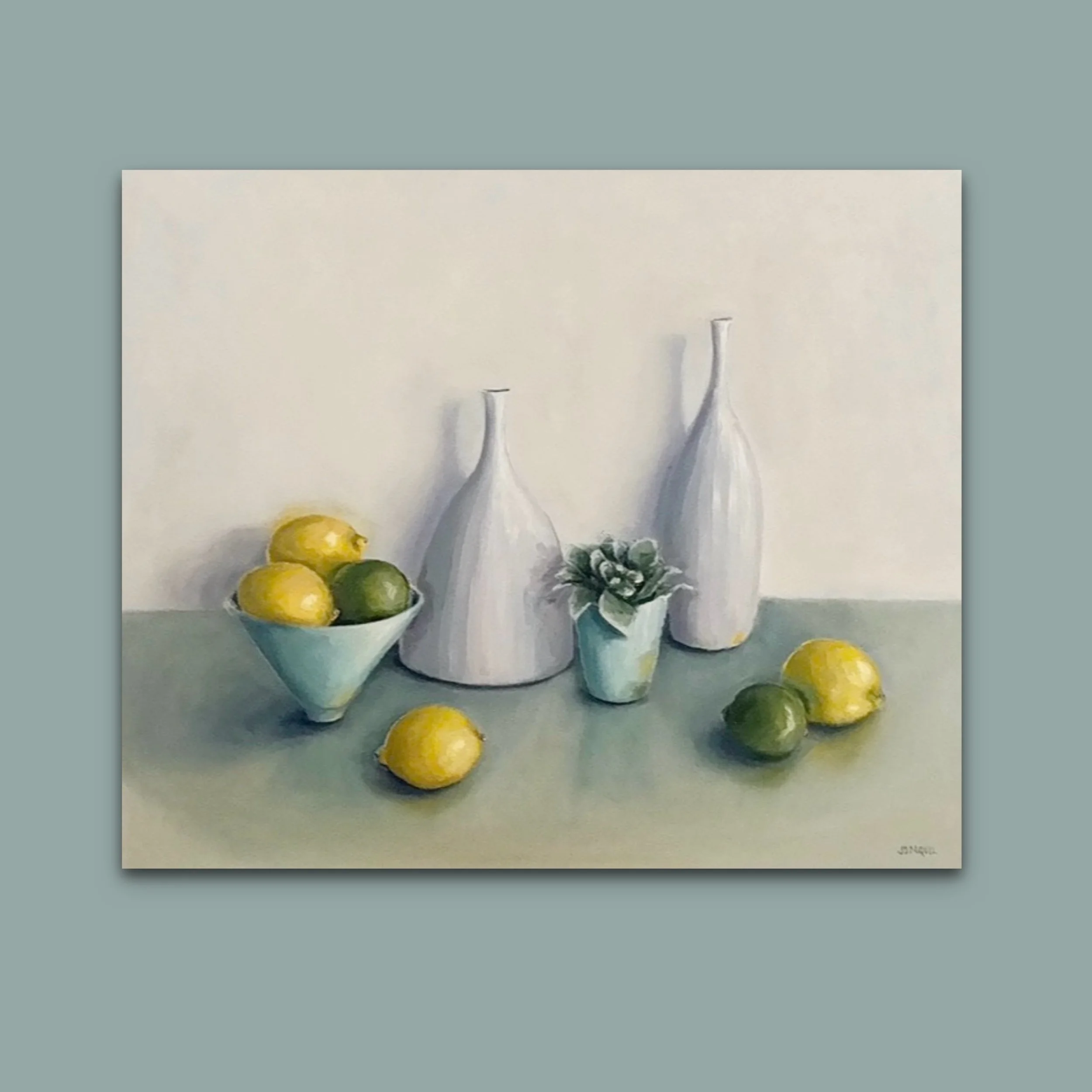White Pots With Zesty Lemons & Limes