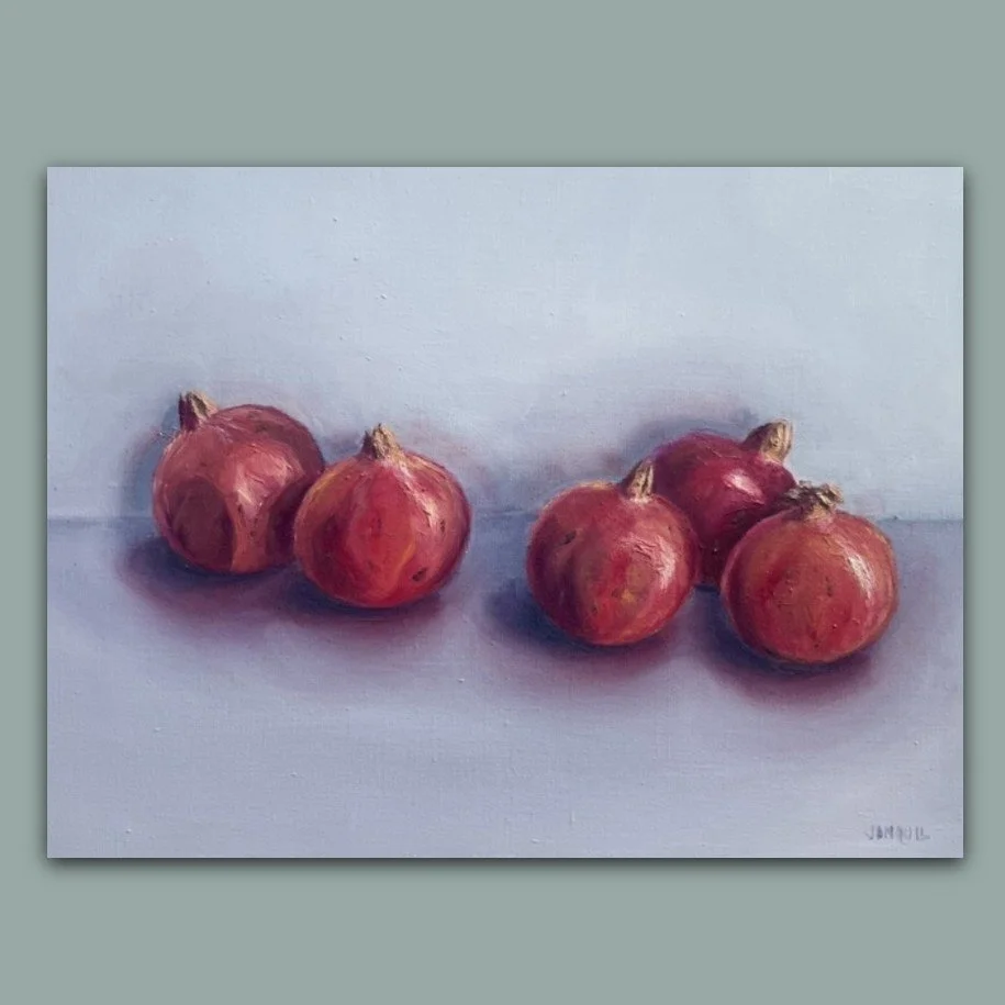 Pomegranates by British still life artist Jonquil Williamson
