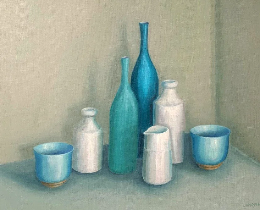 pots bottles and bowls still llife oil painting Jonquil Williamson.jpg