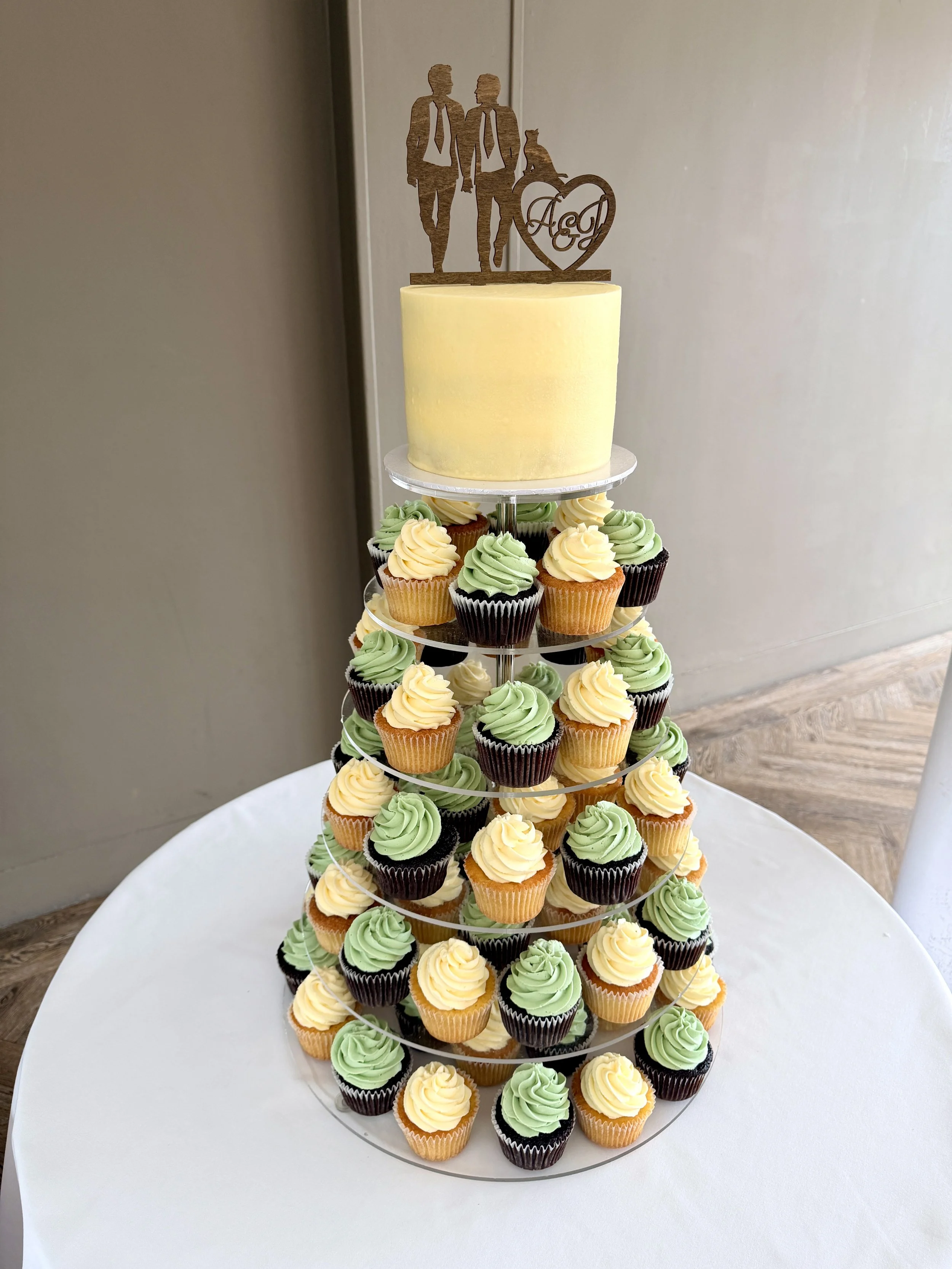 Sage Green and White Wedding tower.JPG