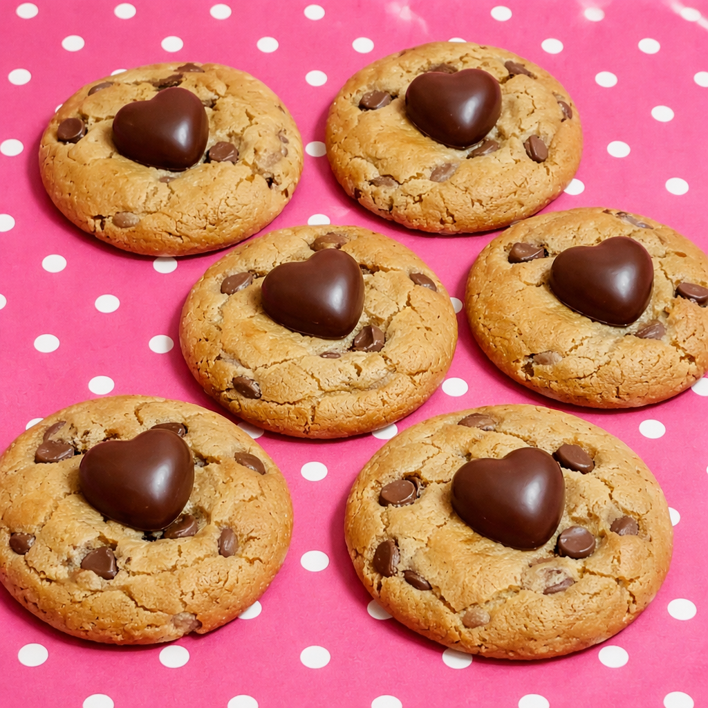 Heart-shaped cookies on pink polka dots.png