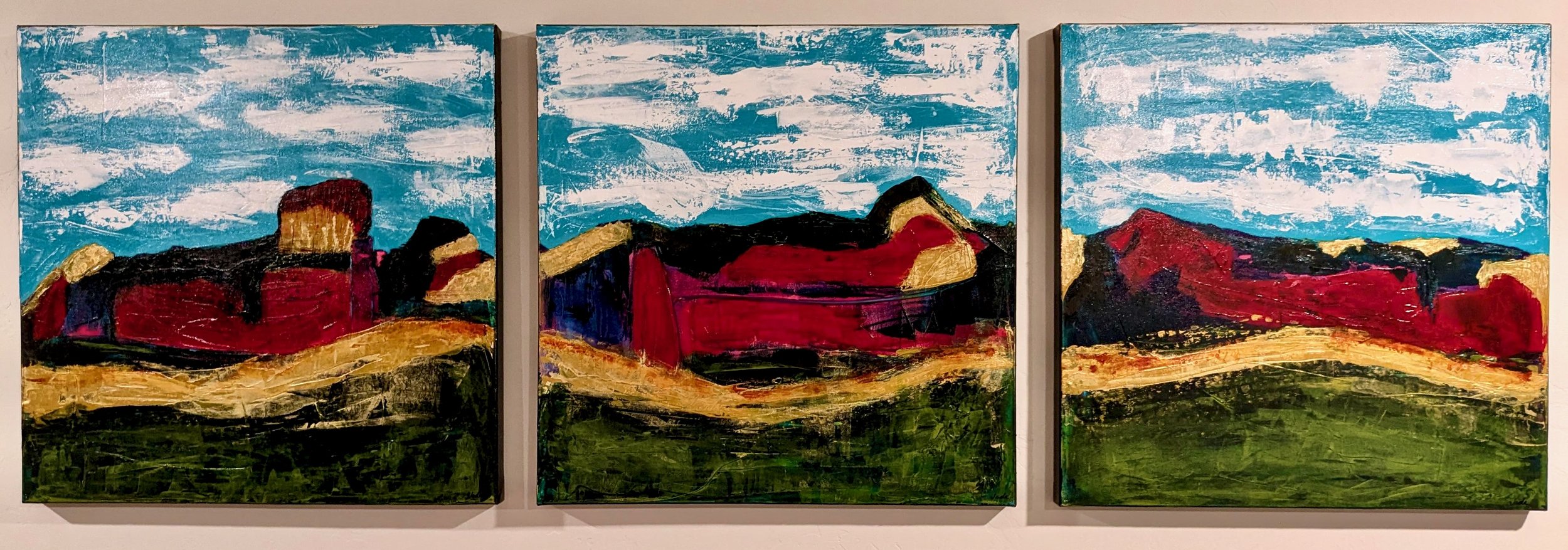 Golden River (SOLD. Triptych-Acrylic on 3 24x24 canvases).