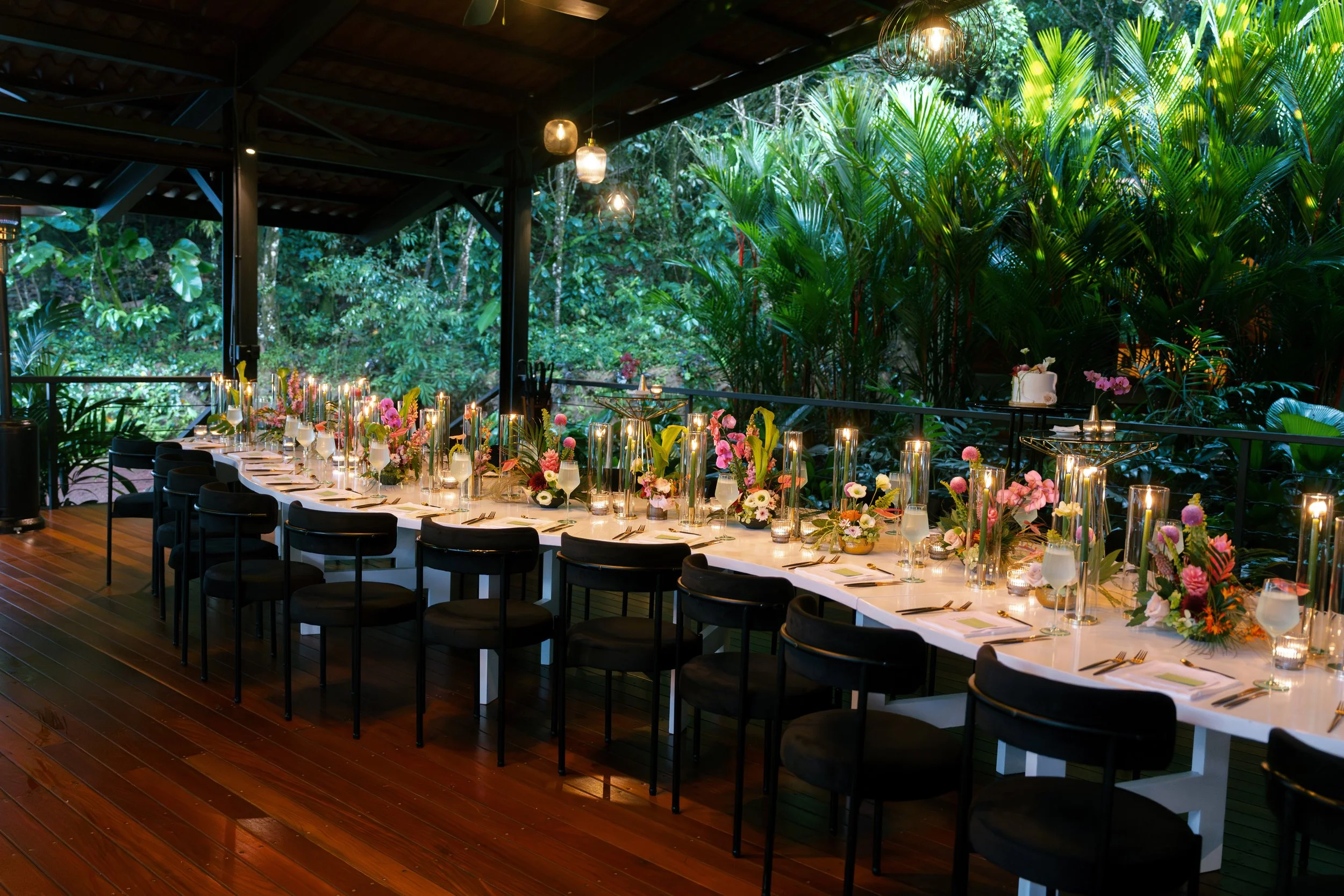 Floral installation designed for a rainforest destination wedding in La Fortuna.