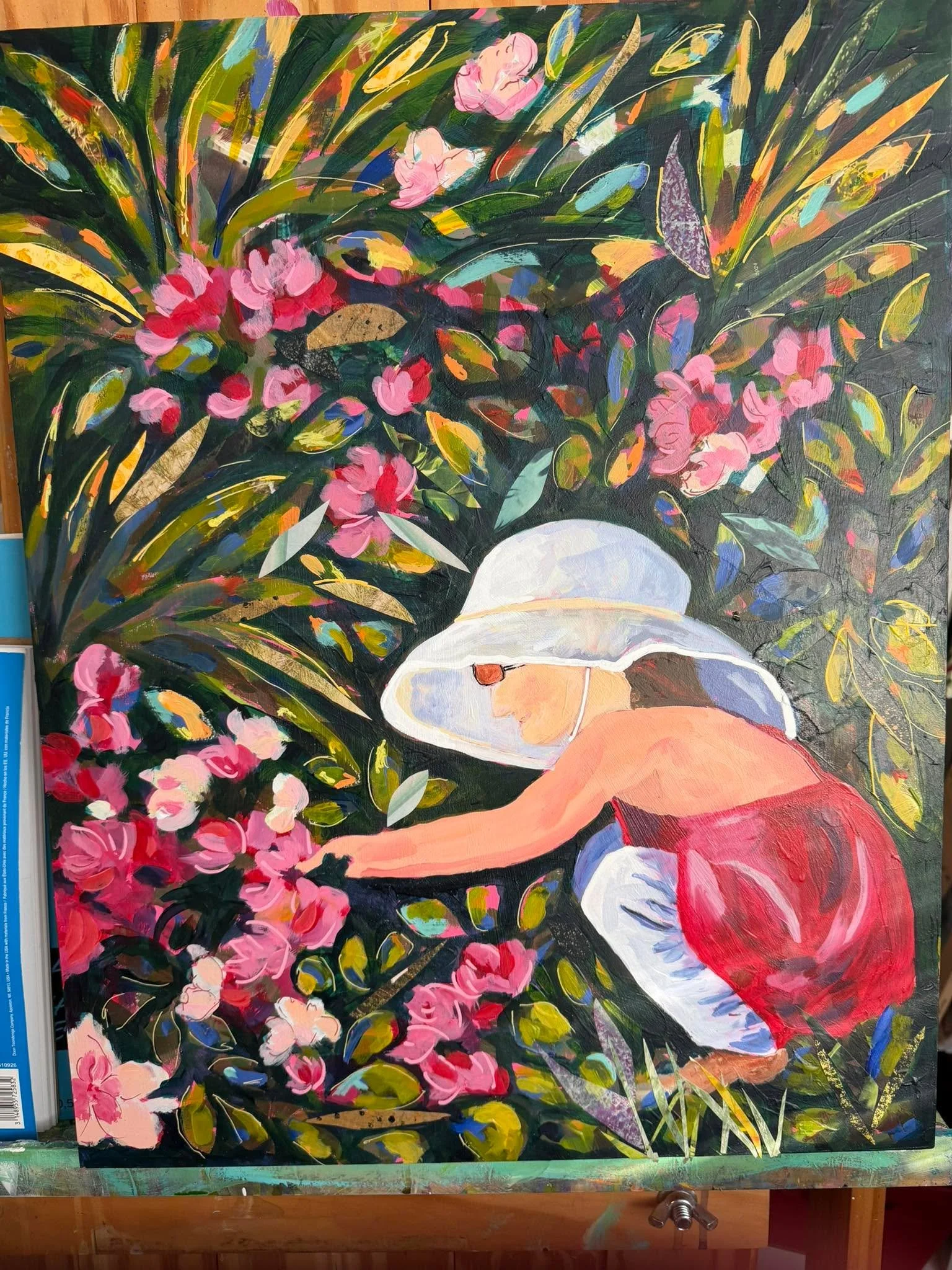 Don&rsquo;t forget to stop and &ldquo; Smell the Roses&rdquo;. This mixed media piece is on display in the art room in Sun City. It was part of the Creative Vision show.