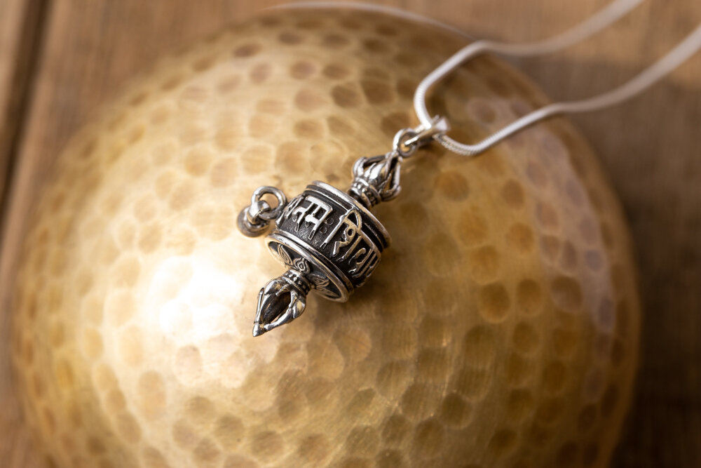 Silver Prayer Wheel Pendant — Aatma Jewellery