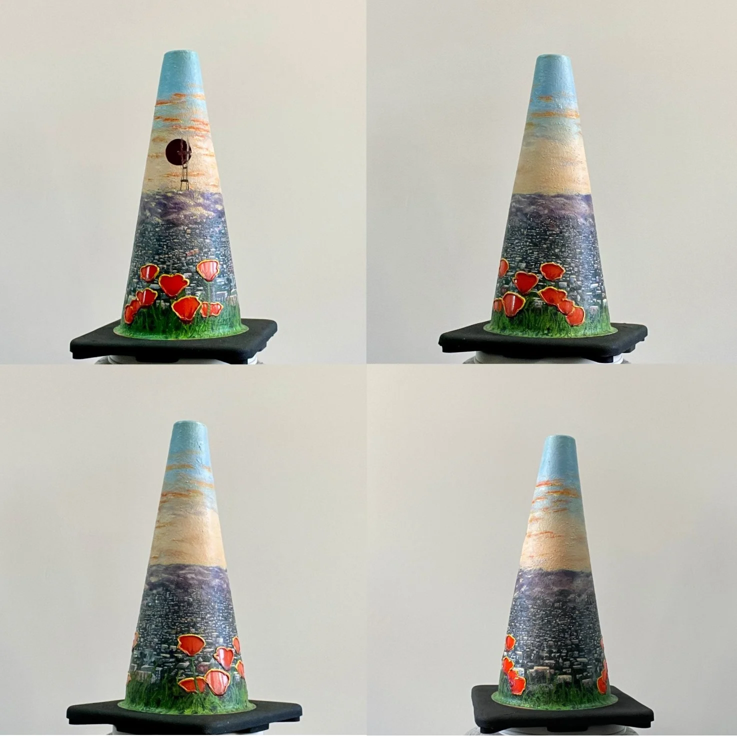 18.5 X 10.5 - "iconiCone Sutro Tower"  acrylic painting on traffic cone - 2026