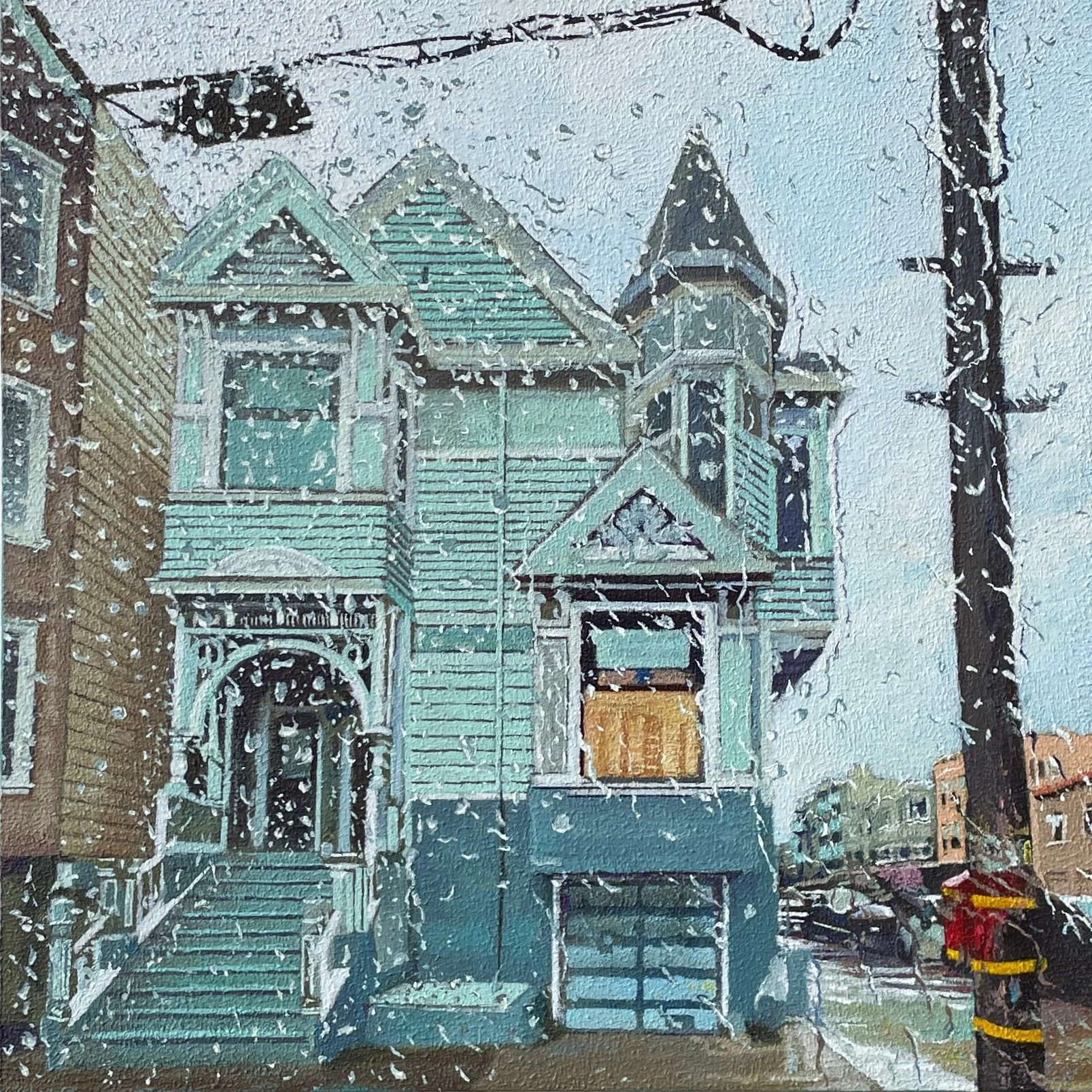 10 X 10 X 1.75 - “Webster and Filbert, Cow Hollow” acrylic on panel, 2026