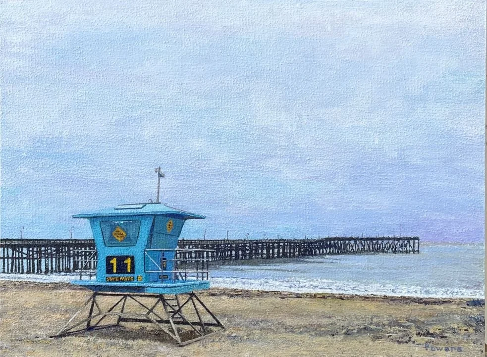 "Ventura Beach Guard Shack 11"  9 X 12 X 1.75 acrylic on panel, 2026