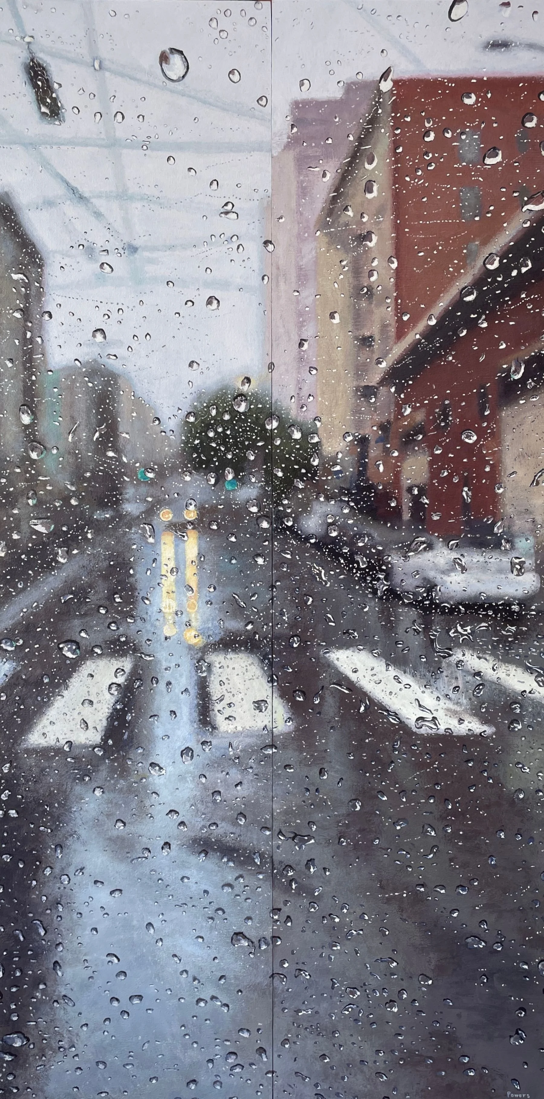 48 X 24 - "Pillars: Van Ness at Clay"  diptych - acrylic paintings on panels  - 2026 (now showing at the San Francisco Art Fair)